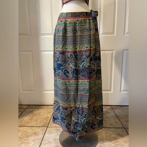 Vintage Valerie Stevens Paisley Bohemian Maxi Silk Skirt Size 16 W